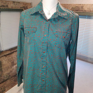 Wrangler Brand Medium Size Blue Green Long Sleeves